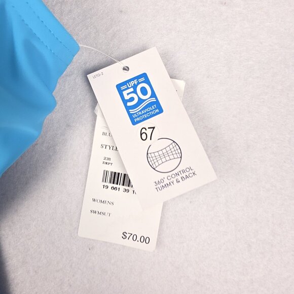 NWT Lands End Women 1-Piece Swim Med. 10/12 Turquoise Blue Tummy Control UPF 50 - Picture 6 of 15